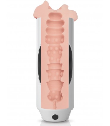 MEGA GRIP VIBRATING STROKER PUSSY WHITE/BLACK/LIGHT