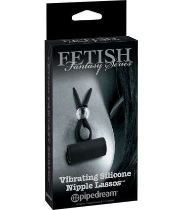 VIBRATING SILICONE NIPPLE LASSOS BLACK