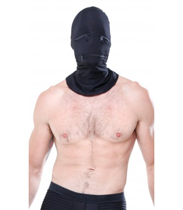 ZIPPER FACE HOOD BLACK