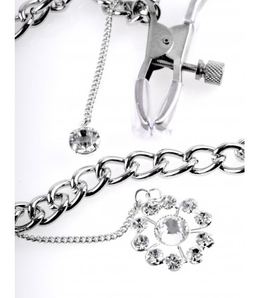 CRYSTAL NIPPLE CLAMPS SILVER