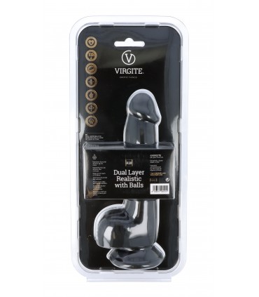 DUAL LAYER REALISTIC WITH BALLS 20CM R28 BLACK
