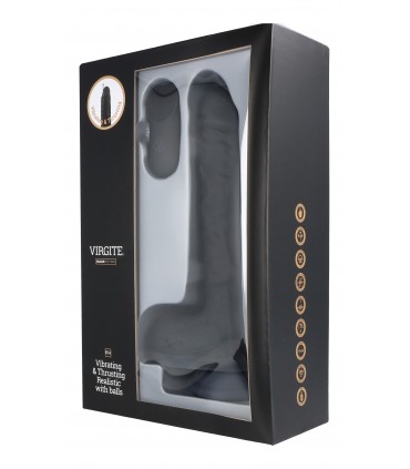 UP & DOWN REALISTIC VIBRATOR "R14" BLACK 23CM W/ REMOTE CONTROL
