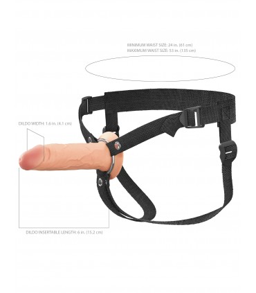 6" SILICONE HOLLOW STRAP-ON - DUAL DENSITY