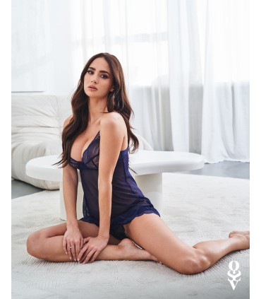 NIGHTLY BLUE CHEMISE & THONG XL/2XL