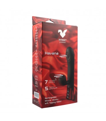 VIBRATEUR RECHARGEABLE EN SILICONE HAVANA AVEC LAPIN TAPING ET TIGE TAPING