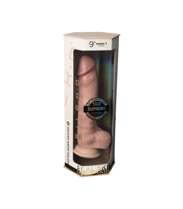 SILEXD DILDO PREMIUM REAL SKIN MODEL 1 9" CON TESTICULOS