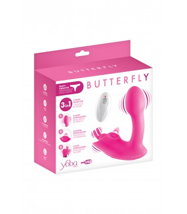 VIBRADOR C/ MANDO BUTTERFLY ROSA