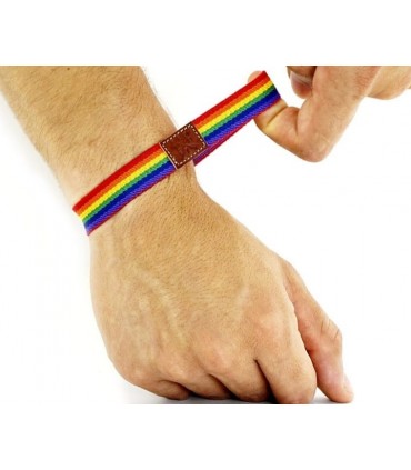 12 PULSERAS DE GOMA ELASTICA DE   LUJO CON LA BANDERA ARCO IRIS