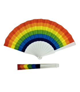 ABANICO PLASTICO BANDERA ARCOIRIS