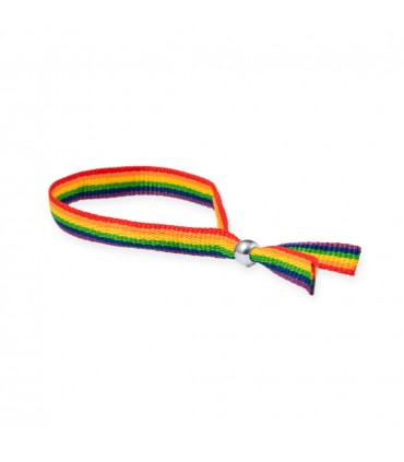 12 PULSERAS CON LA BANDERA ARCO IRIS CON BOLITA DE  PLATA