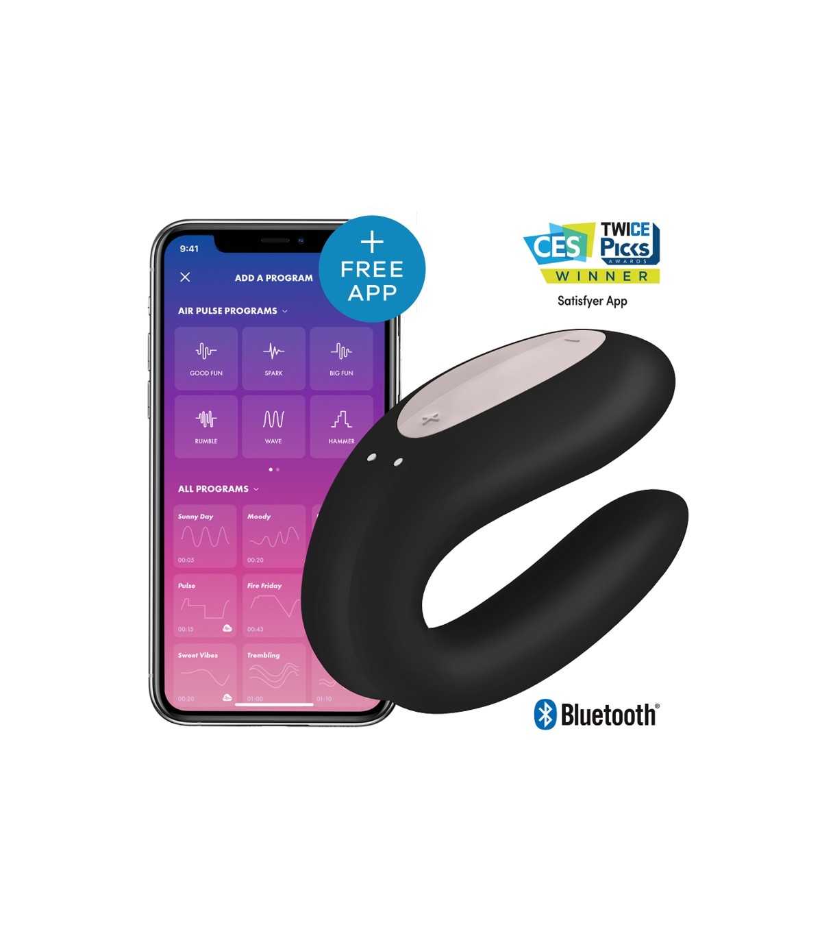 SATISFYER DOUBLE JOY APP NEGRO