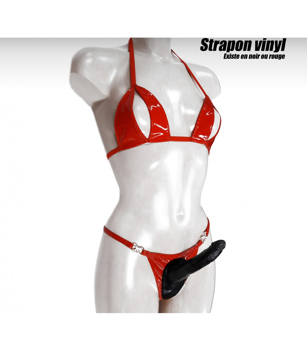 CONJUNTO VINILO STRAP-ON ROJO