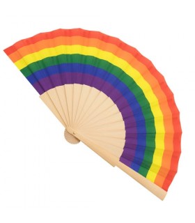 ABANICO MADERA BANDERA ARCOIRIS