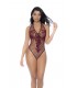MOD. 1115 Geblümter Netz-Bodysuit Cherry OS