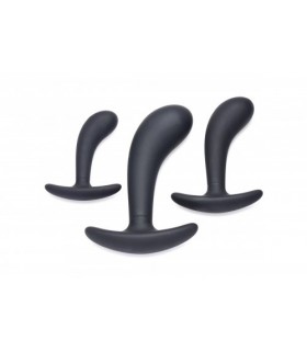 KIT DARK DELIGHTS ANAL X 3 CURVADOS SILICONA NEGRO