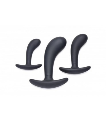 KIT DARK DELIGHTS ANAL X 3 CURVADOS SILICONA NEGRO