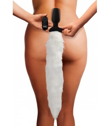 COLA PLUG VIBRADOR USB ZORRO BLANCO CON MANDO