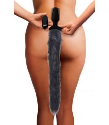 COLA PLUG VIBRADOR USB ZORRO GRIS CON MANDO