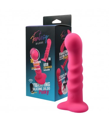 VIBRATING SILICONE DILDO "PINKY" W/ REMOTE CONTROL