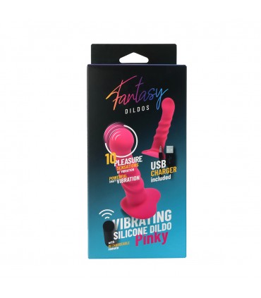 VIBRATING SILICONE DILDO "PINKY" W/ REMOTE CONTROL