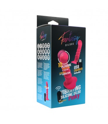 VIBRATING SILICONE DILDO "PINKY" W/ REMOTE CONTROL