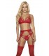 MOD. 8221 COMPLETO GIARRETTIERA TRE PEZZI ROSSO S/M