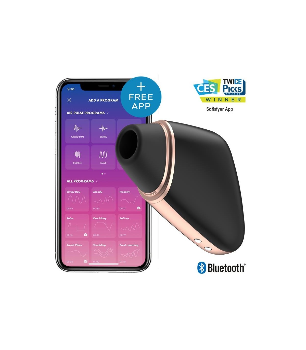 SATISFYER SUCCIONADOR LOVE TRIANGLE APP NEGRO