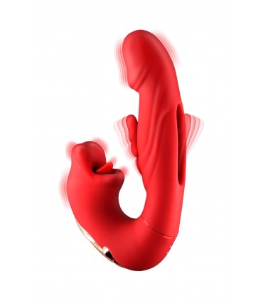 VIBRADOR KISSY TRIPLE ESTIMULACIÓN ROJO