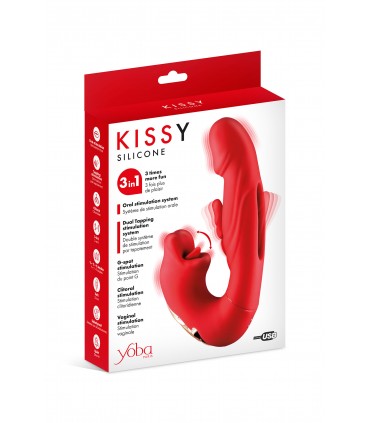 VIBRADOR KISSY TRIPLE ESTIMULACIÓN ROJO