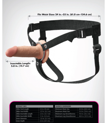 5" SILICONE HOLLOW STRAP-ON DUAL DENSITY