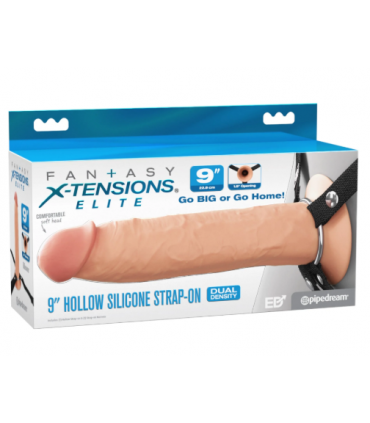 9" SILICONE HOLLOW STRAP-ON DUAL DENSITY