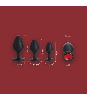 SET PLUG X3 E13 SILICONE NOIR-RUBY