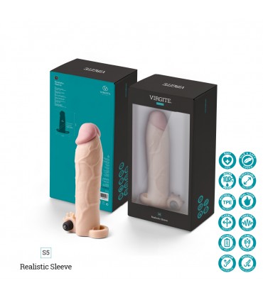 FUNDA PENE REALÍSTICA S5 FLESH 19 CM C/ VIBRACIÓN