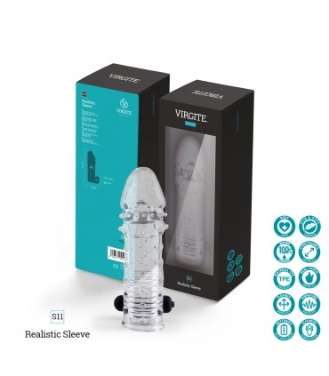 GUAINA PER PENE REALISTICA S11 TRASPARENTE 15'5 CM CON VIBRAZIONE