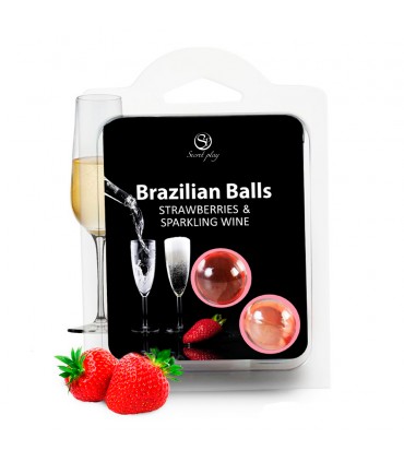 Set mit 2 brasilianischen Kugeln, Erdbeere und Cava