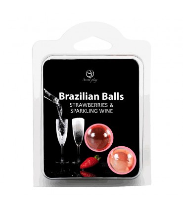 Set mit 2 brasilianischen Kugeln, Erdbeere und Cava