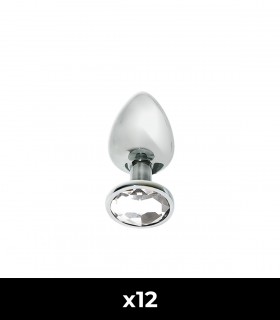 Lot de 12 bouchons métalliques avec pierre transparente