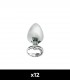 PACK OF 12 METAL PLUGS WITH CLEAR STONE M