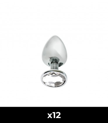 PACK 12 PLUG METÁLICO CON PIEDRA CLARO M