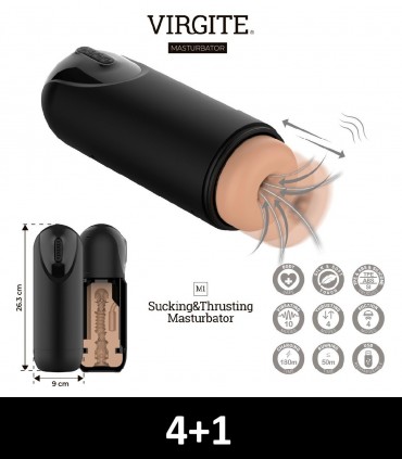 4+1 MASTURBADOR M1 SUCCIÓN / SUBE Y BAJA / VIBRACIÓN FLESH USB