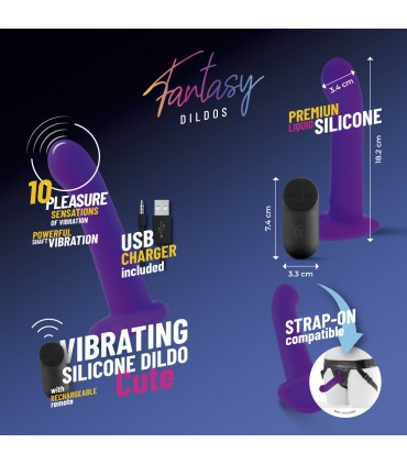 VIBRATING SILICONE DILDO "CUTE" W/ REMOTE CONTROL