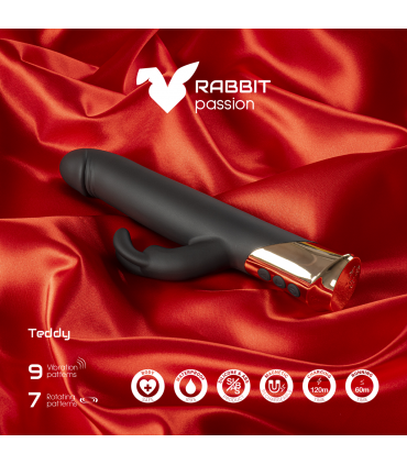 VIBRATORE TEDDY RICARICABILE CONIGLIO CON FORMA DILDO GIREVOLE