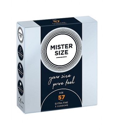 PRESERVATIVOS MISTER SIZE PURE FEEL EXTRA FINO 57 MM 3 UDS