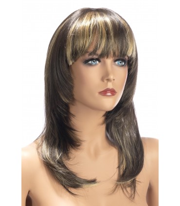 PELUCA KATE LARGA MORENA CON MECHAS RUBIAS
