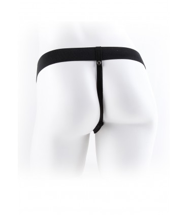 7" HOLLOW STRAP-ON WITH BALLS LIGHT/BLACK