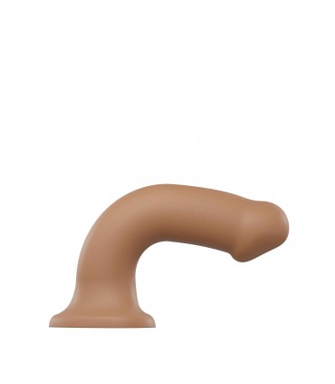 DILDO C/VENTOSA APTO ARNÉS DUAL DENSITY FLEXIBLE CARAMELO XL
