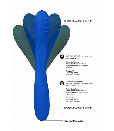 ULTRAFLEXIBLE DOUBLE ENDED BLUE RECHARGEABLE VIBRATOR