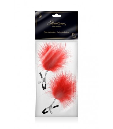 CLIPS AJUSTABLES AVEC PLUME POM POM ROUGE